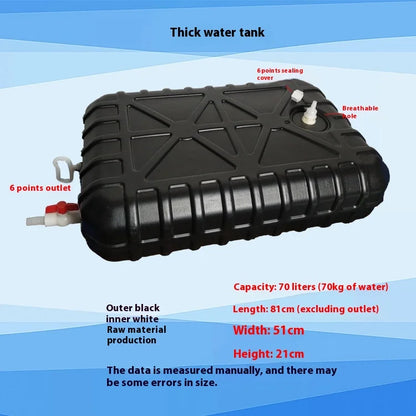 Car Travel Water Storage Tank Hand Wash Water Tank Black off-Road Truck RV Roof Flat Square Water Tank Thickened Motor Home