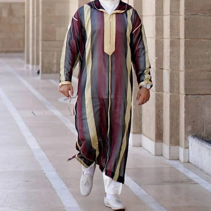 Durable Kaftan Arab Muslim Robe Men Jubba Thobe Long Sleeve Dubai Islamic Ethnic Gown Nightshirts Fashion Loose Casual Clothes