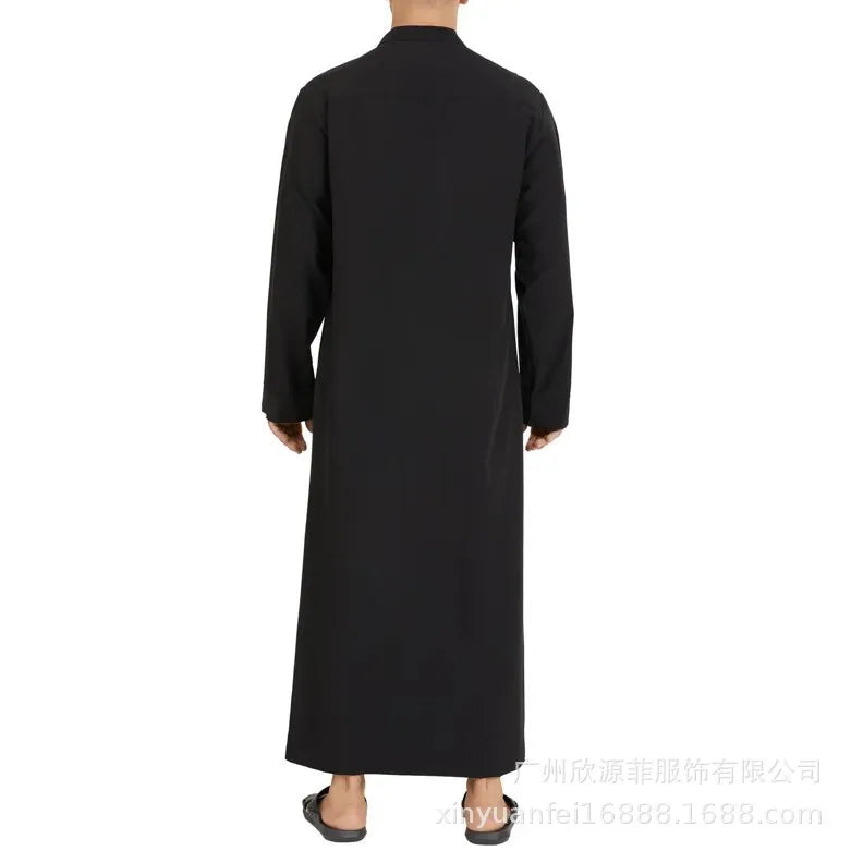 Abaya Dubai Men's Muslim Loose Stand Collar New Saudi Round Collar Hui Robe Arab Middle East Men's Clothing