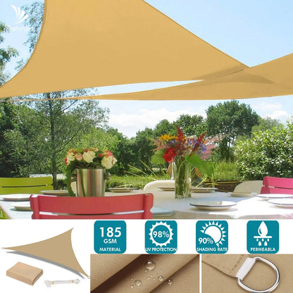 Triangle 2/3/3.6/5M Canopy with Fastening Ropes Premium Weatherproof Breathable Sun Shelter Sun Shade Sails Cloth Outdoor Awning