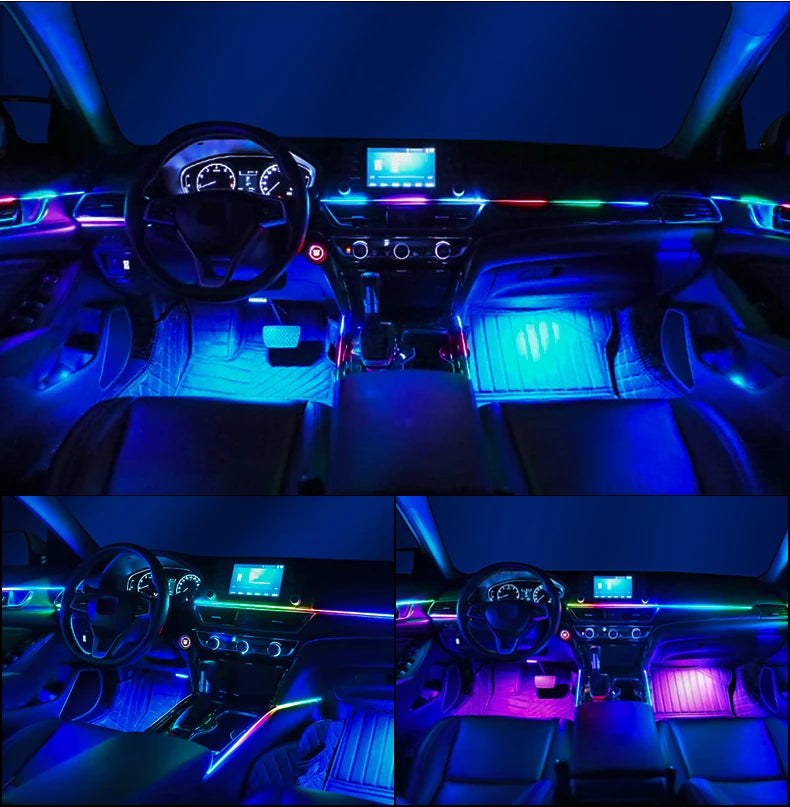 10/14/18 in 1 Led Car Ambient Lights 213 64 Color RGB Symphony Streamer Bluetooth Rainbow Acrylic Strips Atmosphere Lamp Kit 12V