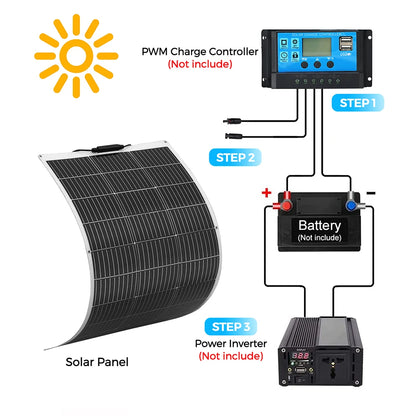 XINPUGUANG Flexible solar panel Kit System 100W - 1000W (100W ,200W 300W 400W 500W 1000W) monocrystalline Solar battery charger