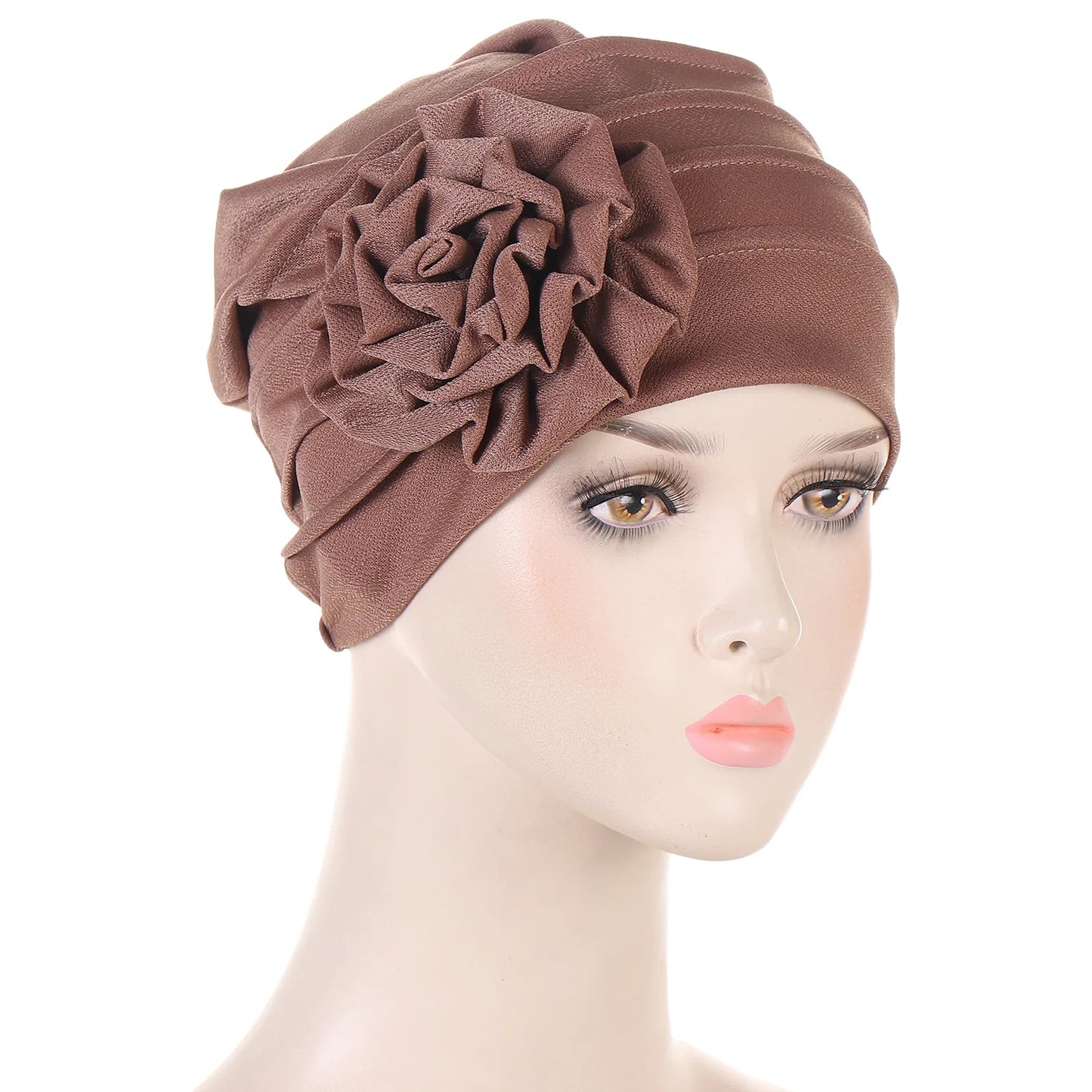 Elegant Shiny Turban Cap Women Muslim Hijab Islamic Jersey Chemo Cap Big Flower Head Scarf Ladies Head Wrap Cover Hijab Scarf