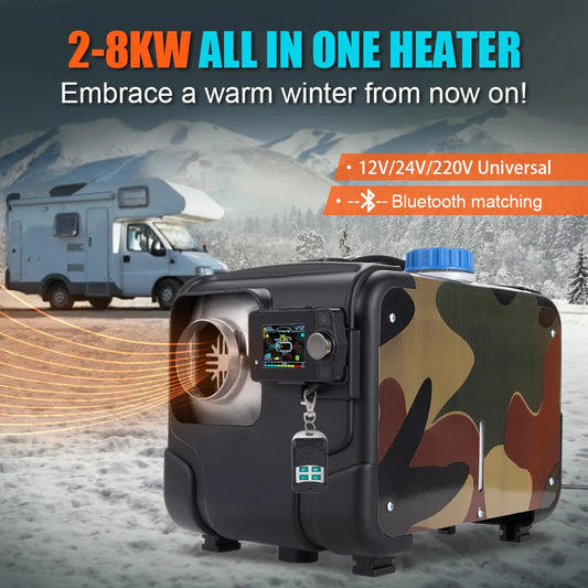 2/8KW Parking Diesel Heater Air Heater 12V/24V/220V With LCD Switch Silencer for Car Truck Boat RV Winter heating heater