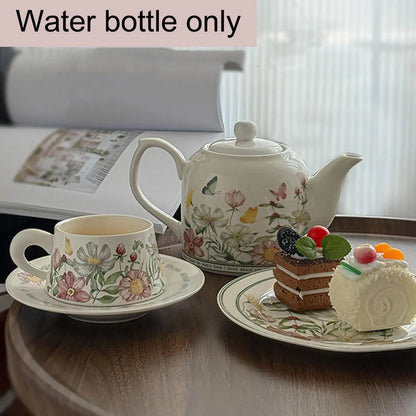 1L Porcelain Teapot with Comfortable Grip Reusable Juice Jar Coffee Pot Tea Kettle for Hot Cold Water Tea Room Hotel Household