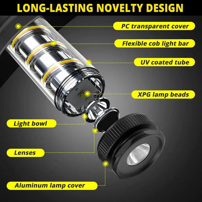 LED Rechargeable Portable Camping Lantern Camp Bright Flashlights with Stepless Dimming Waterproof Powerful Handheld Work Light