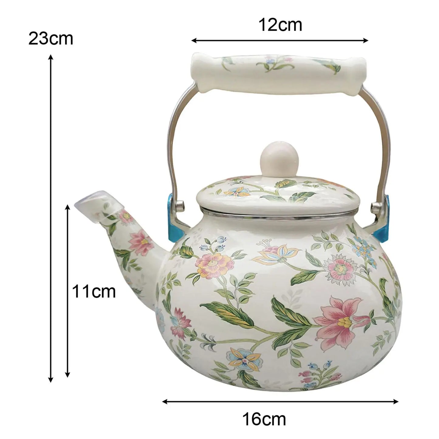 Enamel Tea Kettle with Handle Water Milk Warmer Durable Comfortable Grip 2.5L Teapot for Restaurant Household Party Office Beer