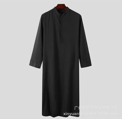 Abaya Dubai Men's Muslim Loose Stand Collar New Saudi Round Collar Hui Robe Arab Middle East Men's Clothing