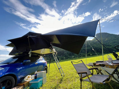 Manta Ray Car Side Awning Black Coating Tarp with Suction Cup Anchor Outdoor Camping Tourist SUV Tent Shade Waterproof Anti UV