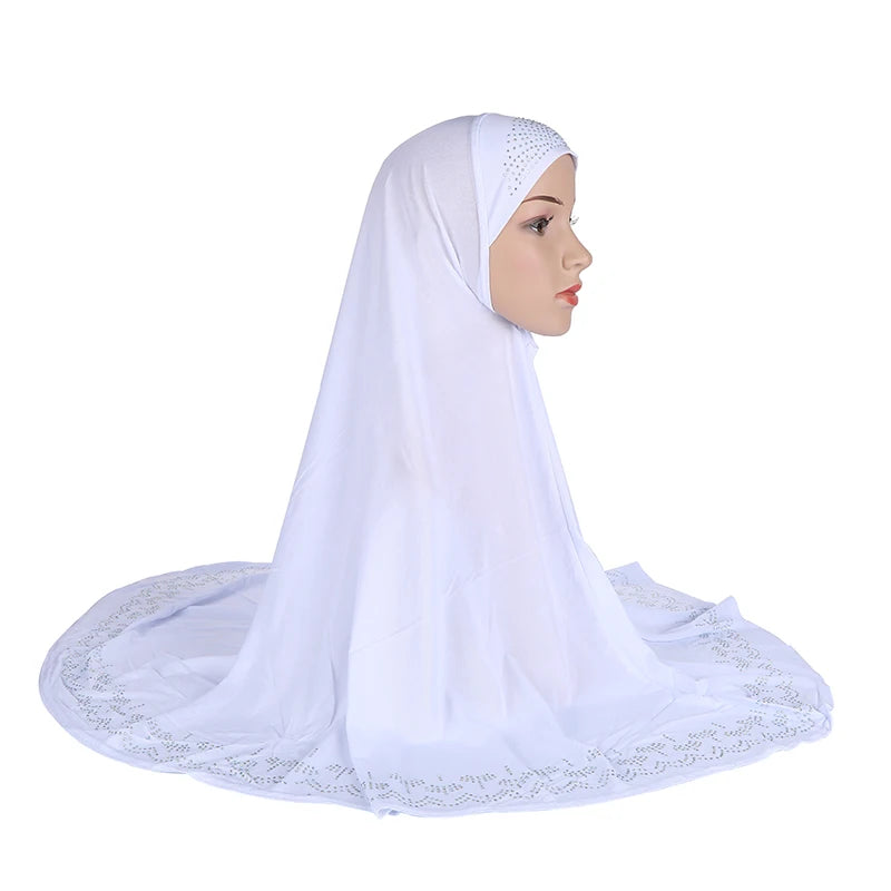 H058 Big size pray hijab with stones muslim scarf hat instant headwrap cover chest part