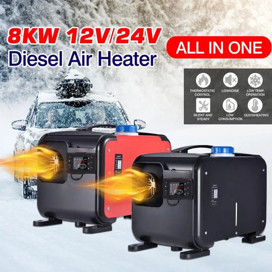 8KW All-in-One Car Parking Heater 12V/24V Diesel Heating Car Air Heater Low Noise LCD & Remote Control For Home Car RV Truck