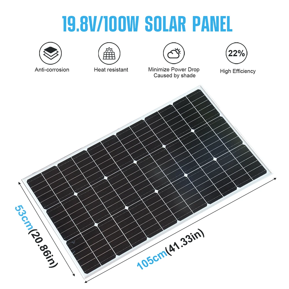 BOGUANG Rigid Solar Panel Set Glass SolarPanel 100W 200W (2pcs 100W Rigid panel solar ) 18V Photovoltaic charging for battery