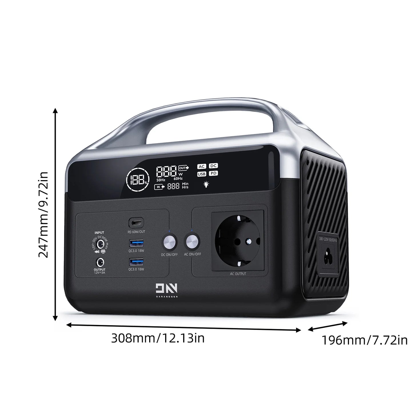 DaranEner NEOZ Portable Power Station 300W 179.2Wh LiFePO4 Battery Pure Sine Wave AC Outlet DC5521 Ports Solar Generator