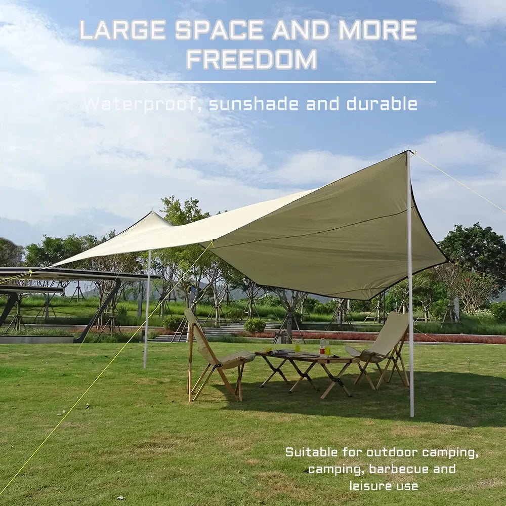 5.1x5.1m Large Camping Tarp Waterproof Octagon Butterfly Outdoor Sun Shelter Awning Tent Shade Sunshade Beach Tourist Canopy