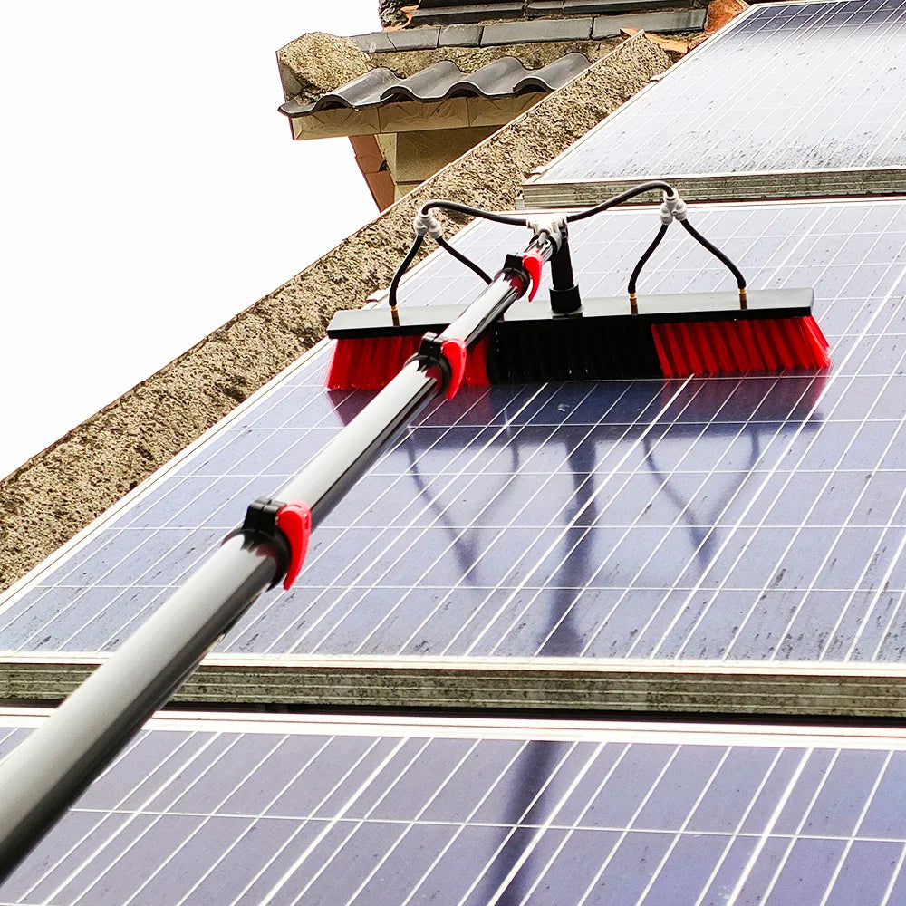 Solar Panel Cleaning Kit with 30 ft Telescopic Pole High Reach Washing Kit Professional Water Flow Through