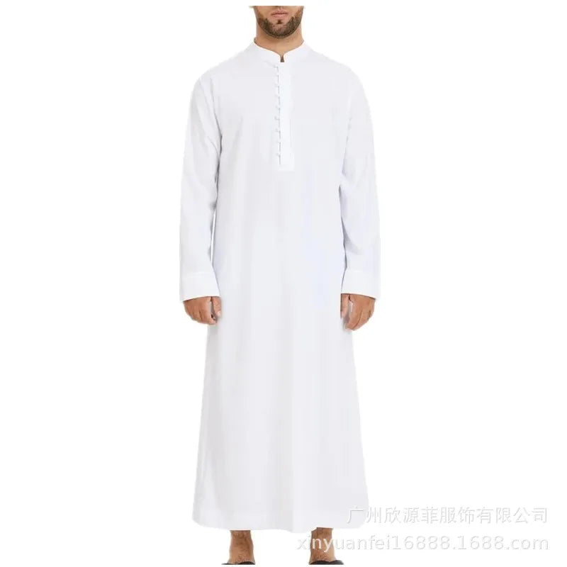 Abaya Dubai Men's Muslim Loose Stand Collar New Saudi Round Collar Hui Robe Arab Middle East Men's Clothing