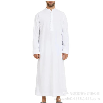 Abaya Dubai Men's Muslim Loose Stand Collar New Saudi Round Collar Hui Robe Arab Middle East Men's Clothing