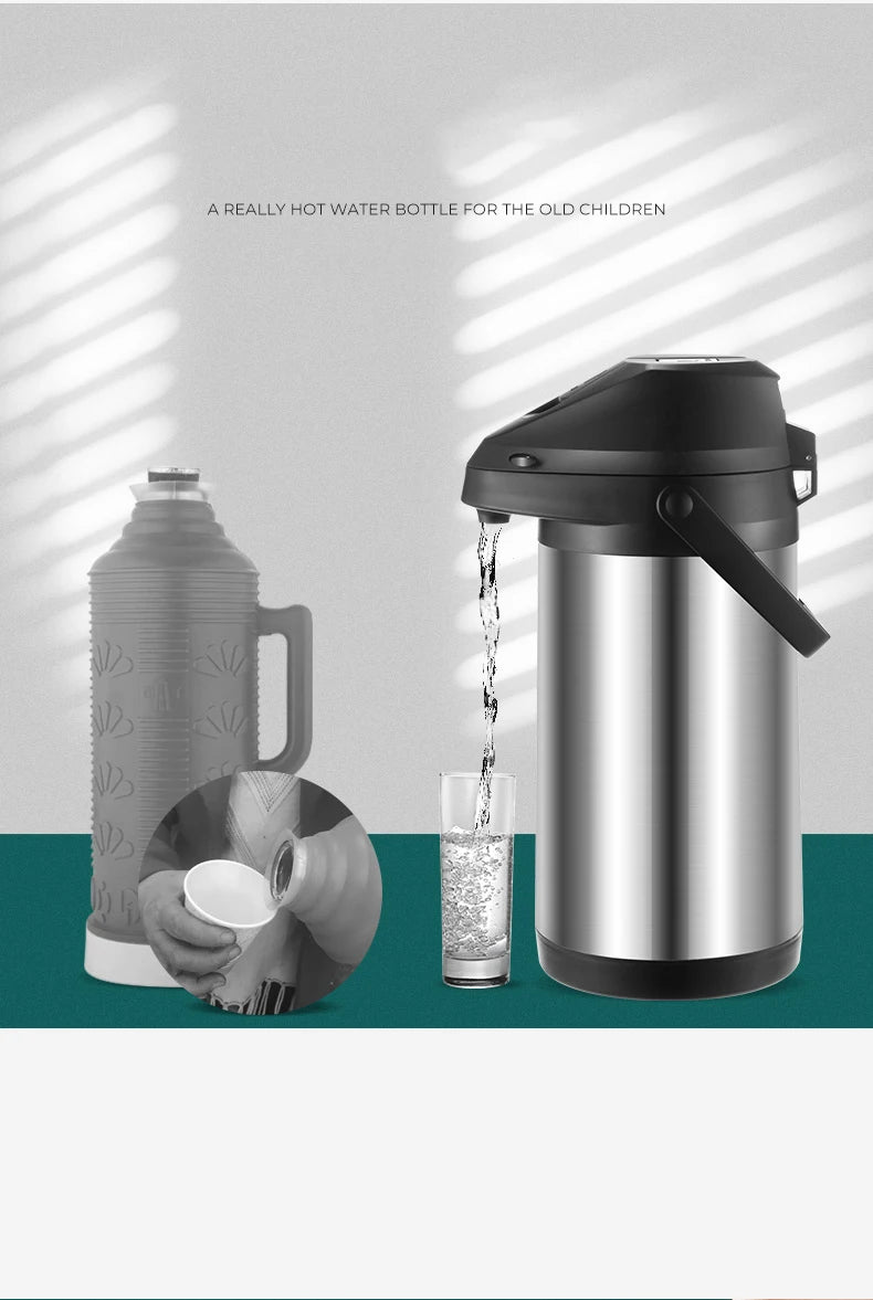 Stainless Steel Air Pressure Thermos Kettle Press-type Water Dispenser Large Capacity Office Household Water Vacuum Flasks