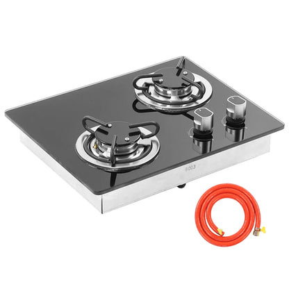 RV Gas Stove 2 Burners 1.8Kw Power Tempered Glass Panel Easy To Clean Gas Cook Top for RV Boat Caravan Camper