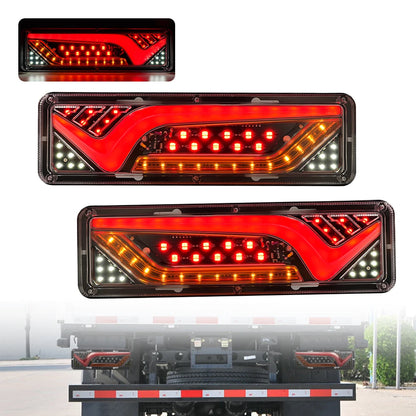 2X 12/24V Truck Tail Light waterproof shockproof LED running water turn signal Brake Lights Reverse Lorry Bus Trailer Fog lamps