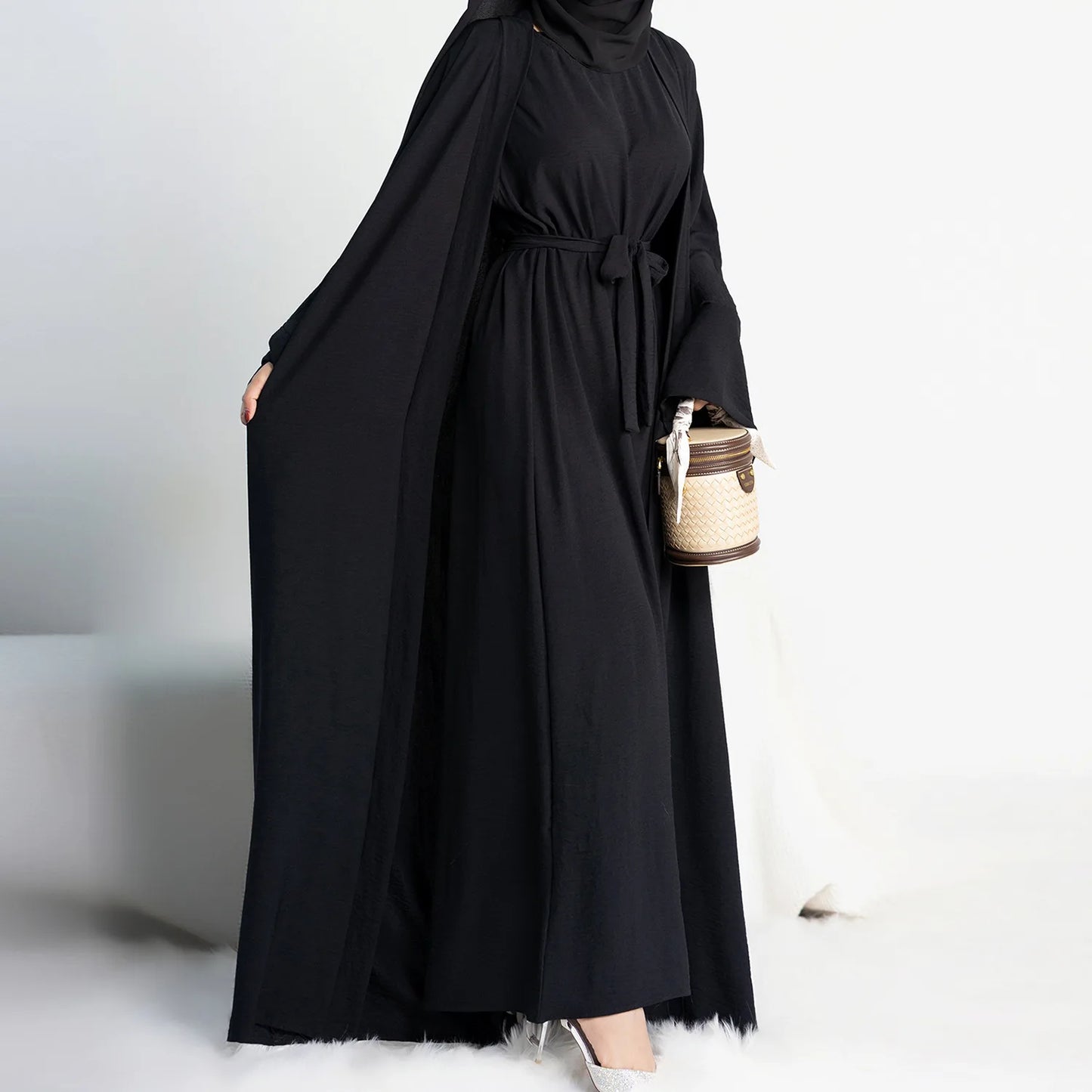 Abayas for Women Dubai Turkey Inner Hijab Dress Two Piece Abaya Muslim Set Ramadan Kimono Islamic Clothing Kaftan Femme Musulman