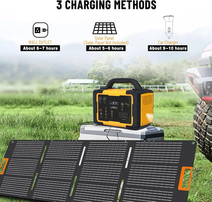 Portable Power Station 600W, 647Wh Backup Lithium Battery, 120V/600W AC Outlet, Solar Generator for Home, Outdoor, Camping