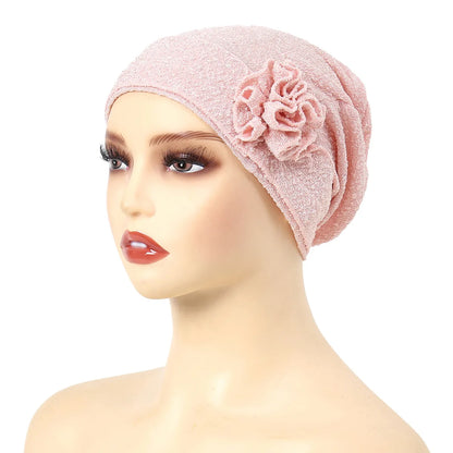 Multicolored Flowers Turban Cap Women Muslim Hijab Islamic Chemo Cap Big Flower Head Scarf Ladies Head Wrap Cover Hijab Scarf