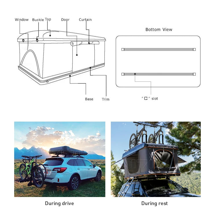 Quick Build Camping Travel Tent Camper Van Pop Up Roof Top Rooftop Tent Hard Shell Camping With Customizable Color