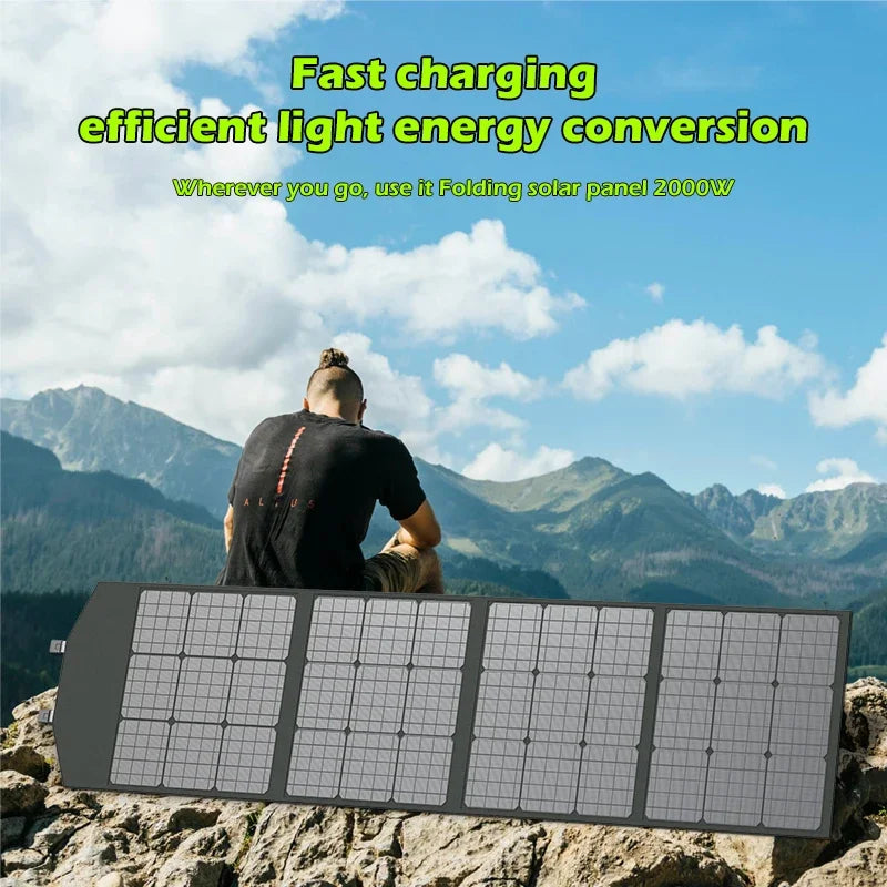 Flexible Foldable Solar Panel High Efficience Travel & Phone & Boat Portable 12V 2000w 1500w 1000w 500w Solar Panel Kit