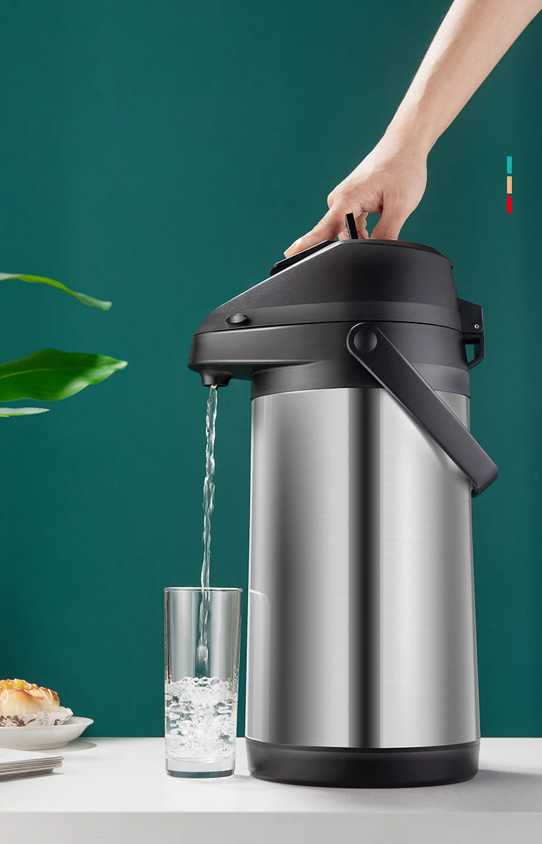 Stainless Steel Air Pressure Thermos Kettle Press-type Water Dispenser Large Capacity Office Household Water Vacuum Flasks