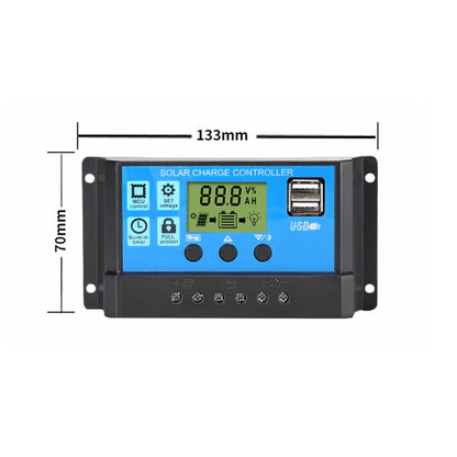 10A 20A 30A 40A 50A 60A Solar Charge Controller 12V 24V Auto PWM 5V Output Regulator PV Home Battery Charger LCD Dual USB