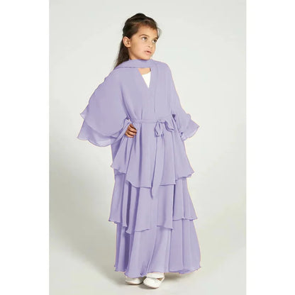 Chiffon Muslim Abaya Kids Abaya Girls Islamic Dresses Prayer Clothing For Children Musulmane Ramadan Kebaya Robe Without Hijab