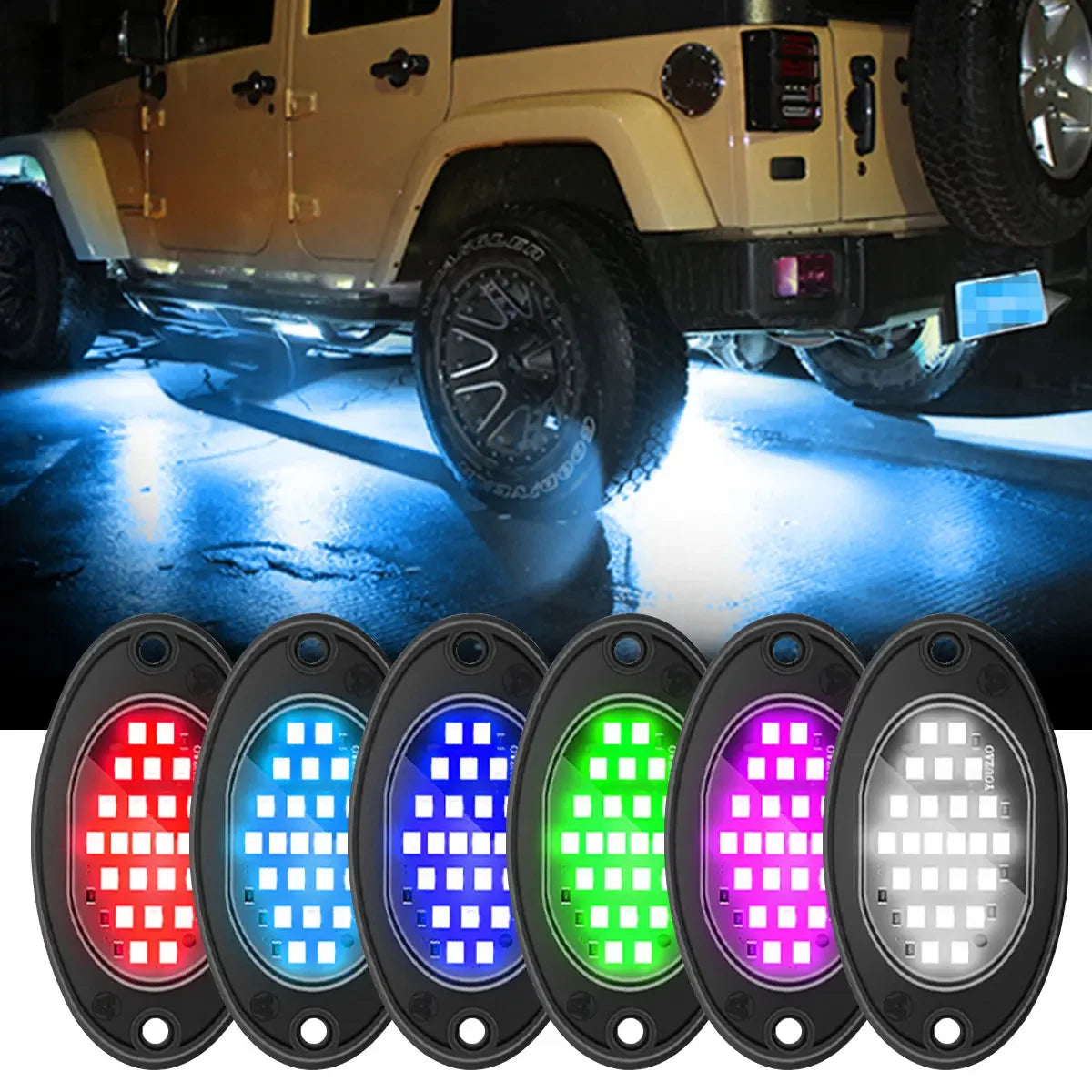 1pcs Car Chassis Light Underbody Glow LED Lights 24SMD Atmosphere Light for TV UTV Offroad Rock Lights 12v