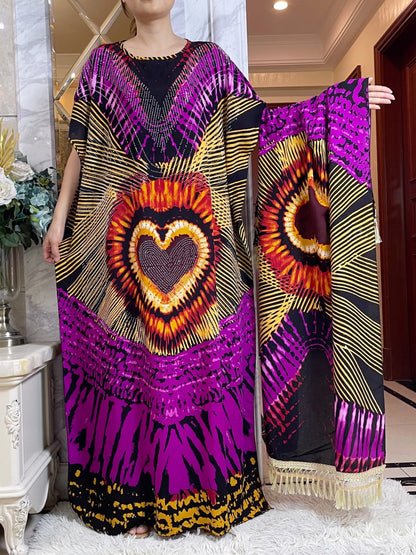 2024 New Muslim Women Clothing Short Sleeve Cotton Floral Dashiki Long Dress Abaya Dubai Diamond Islamic Clothing for Women