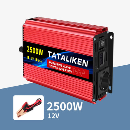 pure sine wave power inverter 12V to 220V 50HZ 2500W 3500W 4500W 5000W 6000W DC to AC voltage converter  power supply EU Socket