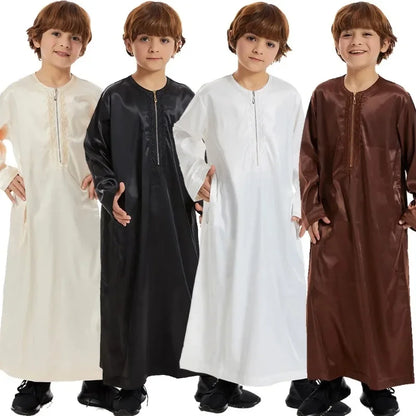 Teenage Ramadan Eid Muslim Robe Islamic Arab Children Long Sleeve Dress Jubba Thobe Abaya Dubai Boys Clothing Turkey Middle East