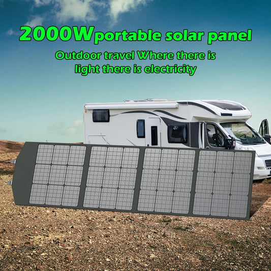 Flexible Foldable Solar Panel High Efficience Travel & Phone & Boat Portable 12V 2000w 1500w 1000w 500w Solar Panel Kit