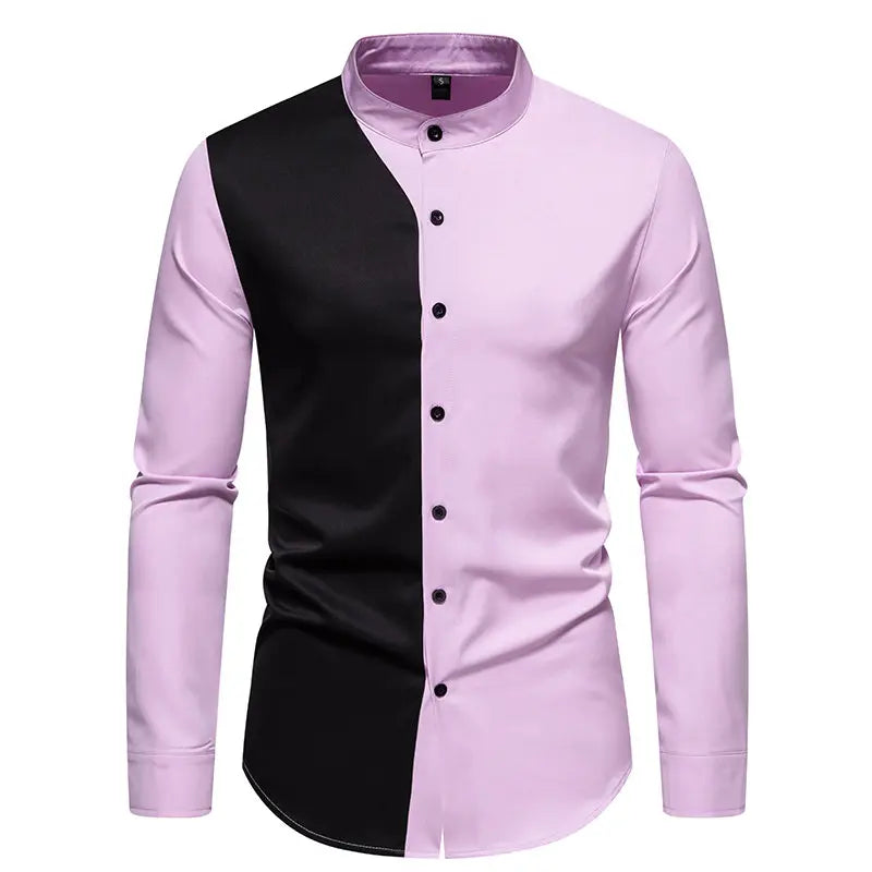 Mens Shirts Vinatge Goticos Masculino Luxury Autumn Patchwork Color Henley Collar Arab Dubai Muslim Dress Shirt Men Streetwear