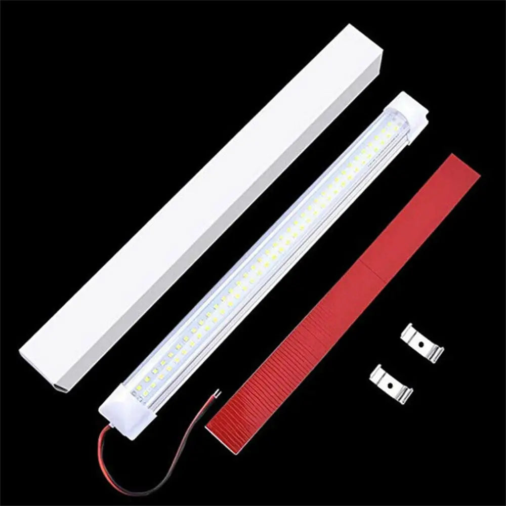 Car Interior Light Strip Bar 12V 72 LED White Light Tube with ON/OFF Switch for Van Lorry Truck RV Caravan Indoor Ceiling Light