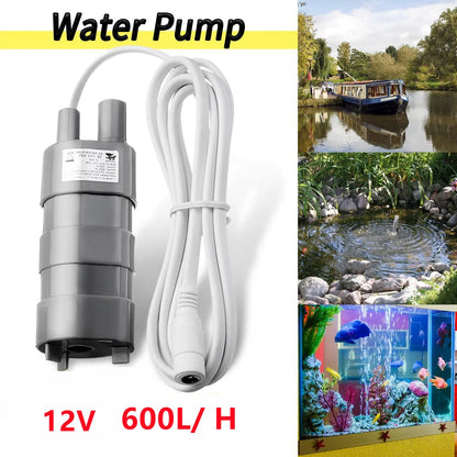 DC 12V Water Toilet Pump For Fish Tank Submersible Water Pump 600L/H Fish Pond Garden Boat Water Pump For Camper Caravan Van