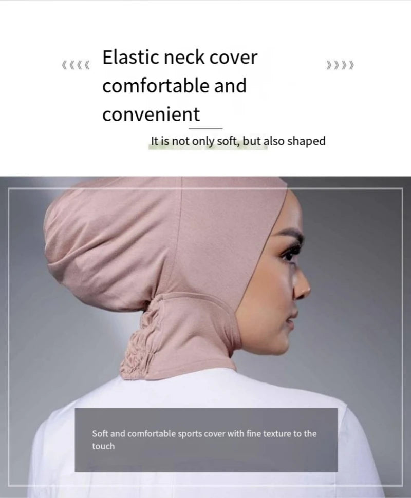 Musilim Women Fashion Elastic Basic Tube Hat Modal Cotton Under Scarf Cap Islamic Inner Cap Easy to Wear Sports Hijab