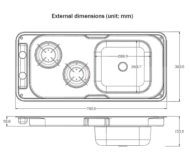 Outdoors Camping Gas Double Stove With Sink Cooker In RV Boat Yacht Caravan Motor Home Kitchen Including Tap And Drainer 904