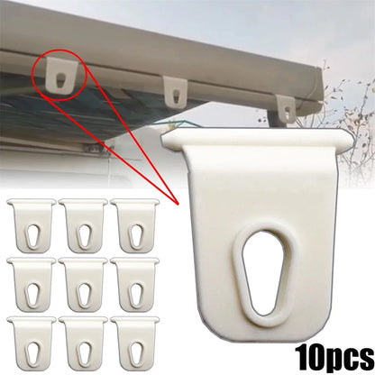 10pcs Awning Hanger Hook RV Awning Hook Ring Clothes Hanger Clip RV Awnning Hook White Plastic Vehicle Accessories