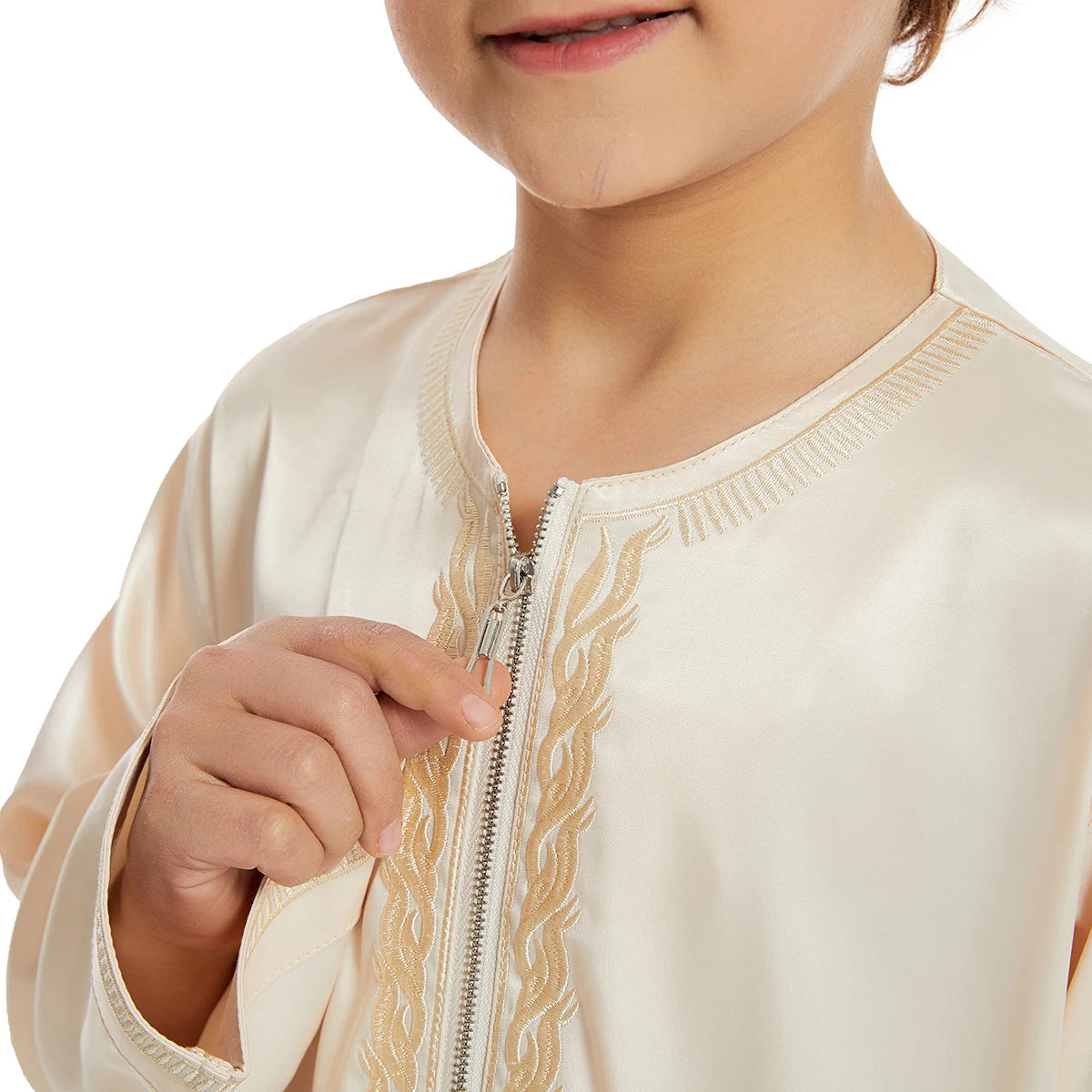 Luxury Muslim Thobe Boys Saudi Dress Kids Islamic Clothing Turkish Arab Dubai Black White Yellow Abaya Children TH881