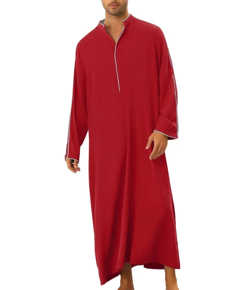 Loose Muslim Kaftan Robe Middle East Men Long Sleeve Arab Islamic Solid Color Maxi Dubai Abaya Jubba Thobe Robes Clothing