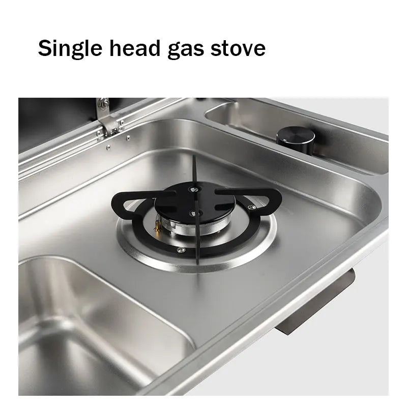 RV Gas Stove Multifunctional Folding With Sink Kitchen Gas Stove Sink Two-In-One Caravan Hidden Single-Head Stove For Outdoors