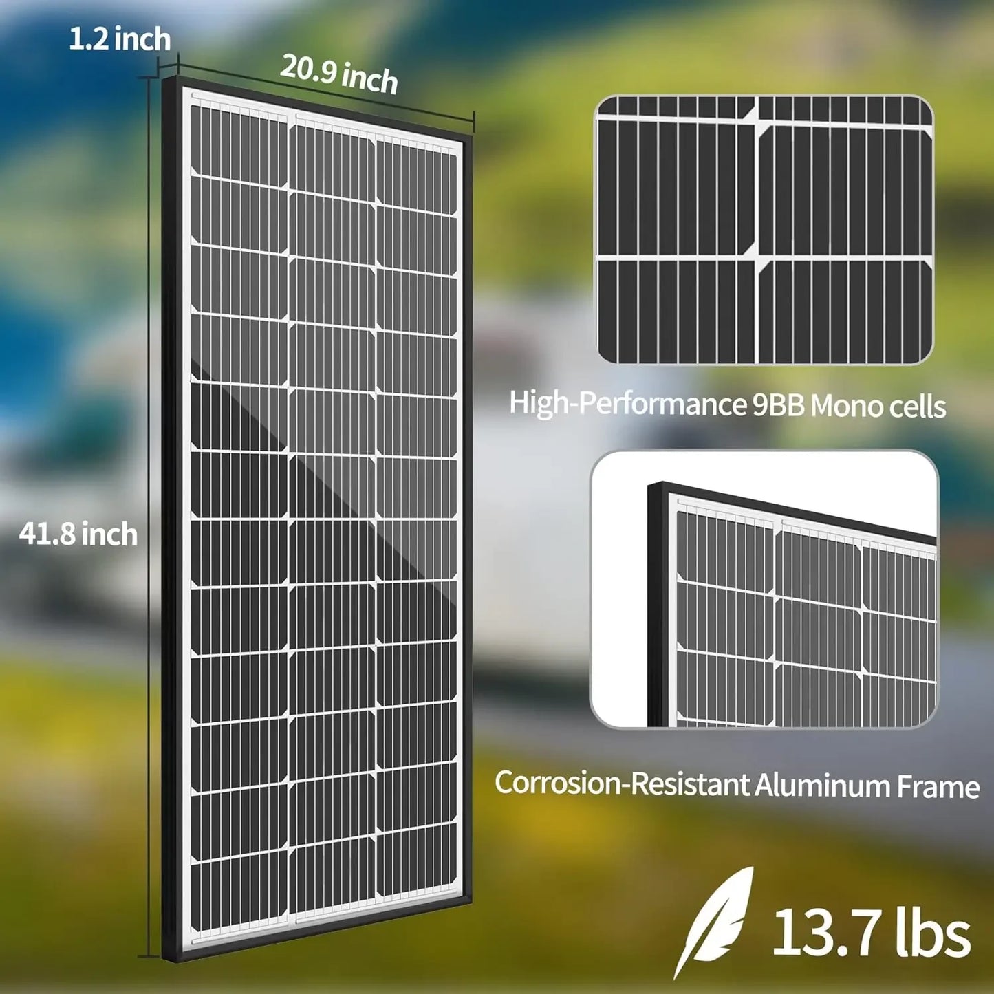 200 Watt Solar Panels 2 100 Watt 9BB 12 Volt Monocrystalline Solar Module Solar Panels  RV Home Boat and Other Off Grid System