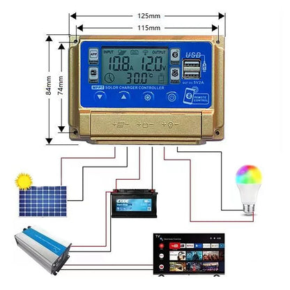 30A 40A 50A 60A MPPT Solar Panel Charge Controller 12V/24V LCD Digital Display Screen bluetooth Wifi Solar Controller Dual USB