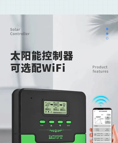 12/24V WIFI MPPT Solar Charge Controller 10/20/30/40/50/60A Solar Panel Battery Regulator LCD USB for Lifepo4 Lead Acid Lithium