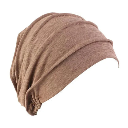 Breathable Elastic Women's Turban Hat Soft Ruffle Head Wrap Cap Lady Cancer Chemo Cap Muslim Headscarf Hat